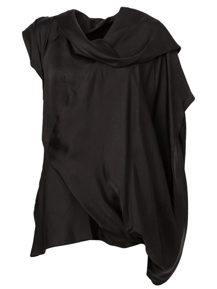 Rick Owens Draped Oversized Top, Women's, Size: 42, Black, Cupro/viscose