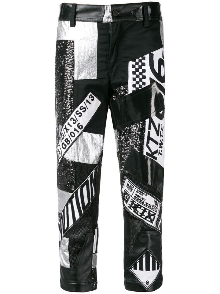 Ktz Multi Fabric Patchwork Trousers - Black