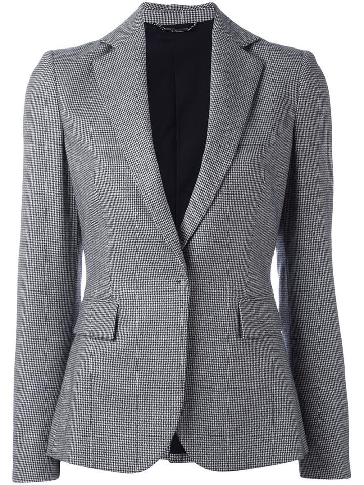 Les Copains Pied De Poule Blazer, Women's, Size: 40, Black, Virgin Wool/spandex/elastane/polyester/leather