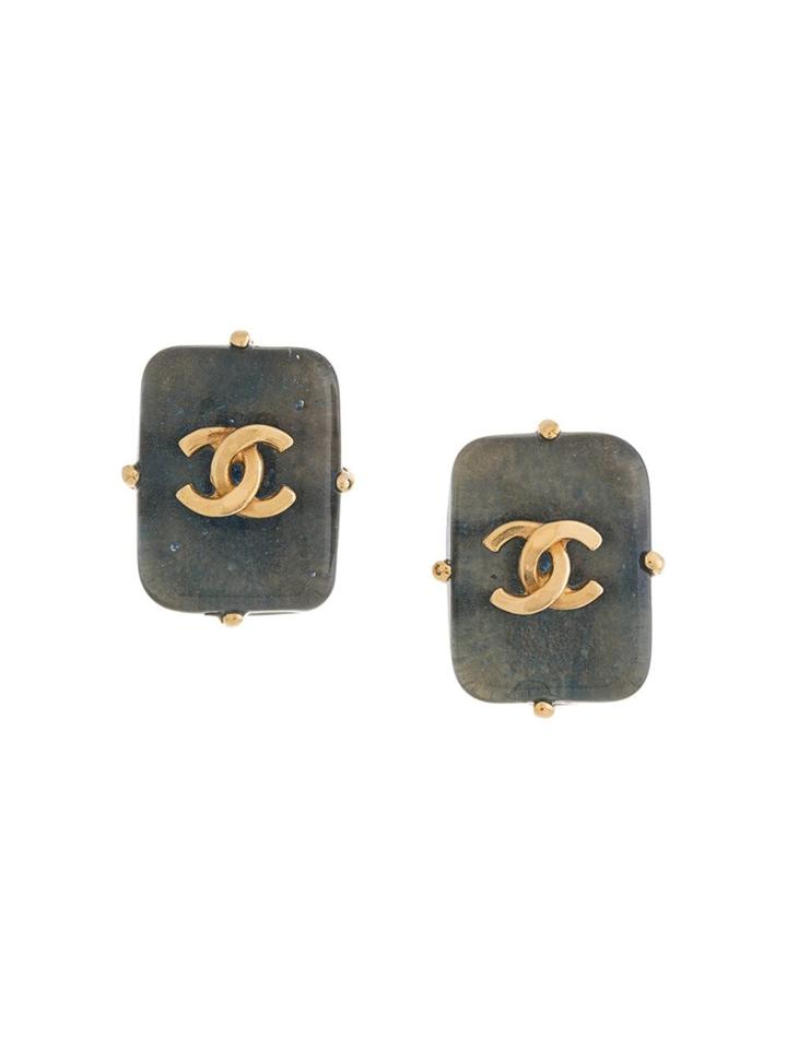 Chanel Vintage Stone Earrings - Gold