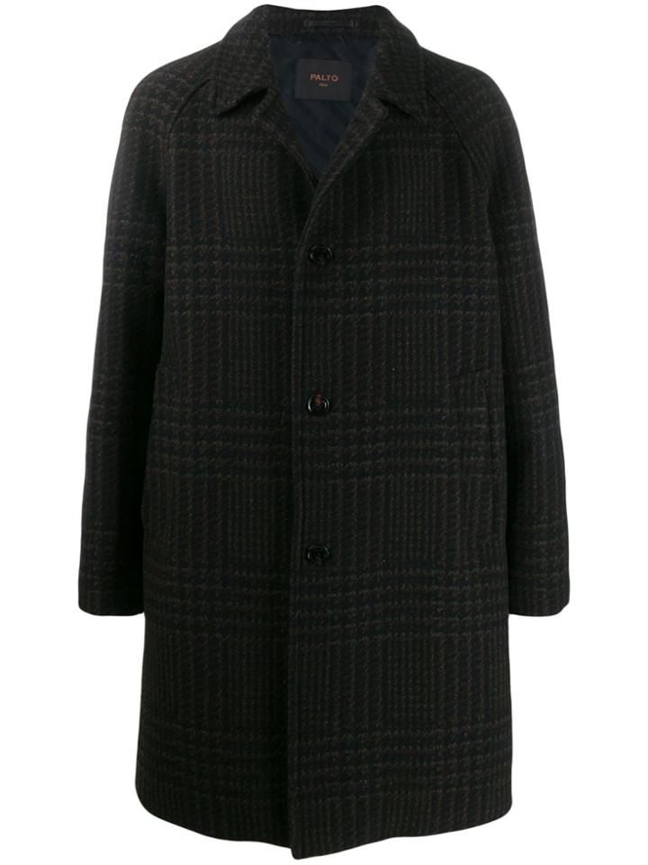 Paltò Checked Button Coat - Black
