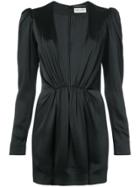 Saint Laurent Deep V-neck Mini Dress - Black