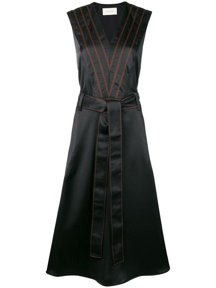 Cédric Charlier Striped Midi Dress - Black