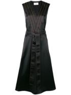 Cédric Charlier Striped Midi Dress - Black
