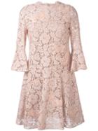 Valentino - Bell Sleeve Lace Dress - Women - Cotton/polyamide/viscose - 42, Pink/purple, Cotton/polyamide/viscose