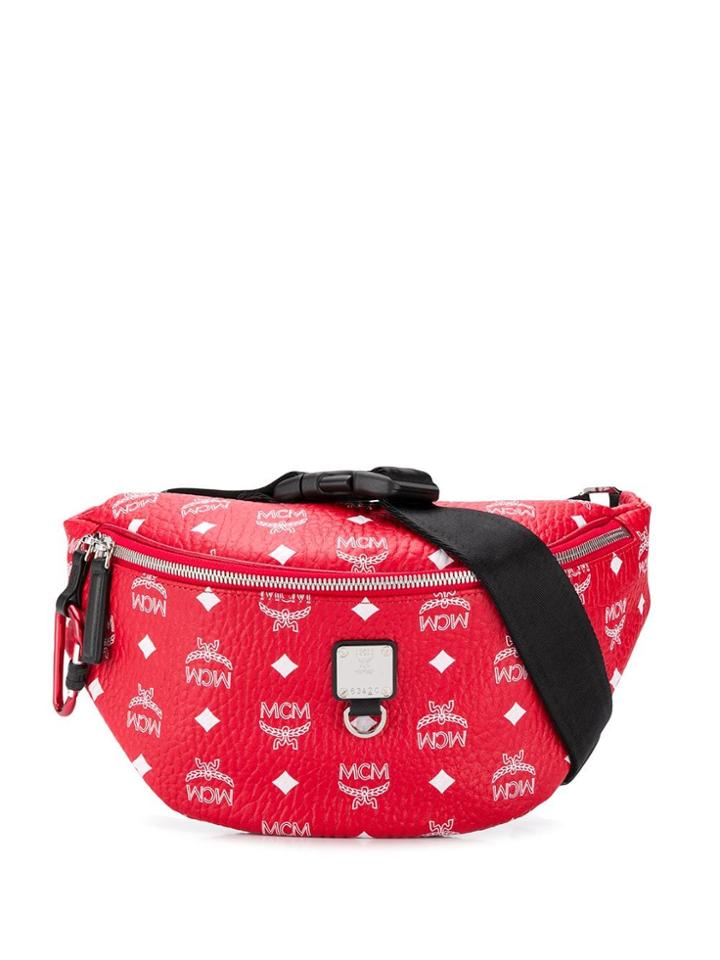 Mcm Fursten Logo Belt Bag - Red