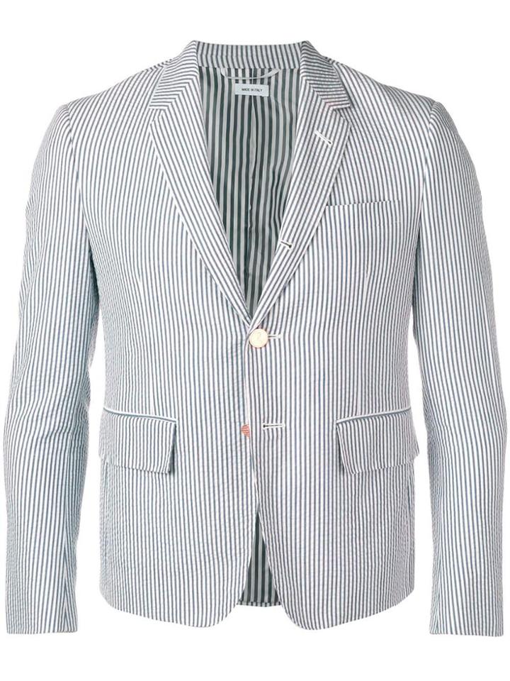 Thom Browne Seersucker High-armhole Sport Coat - Blue