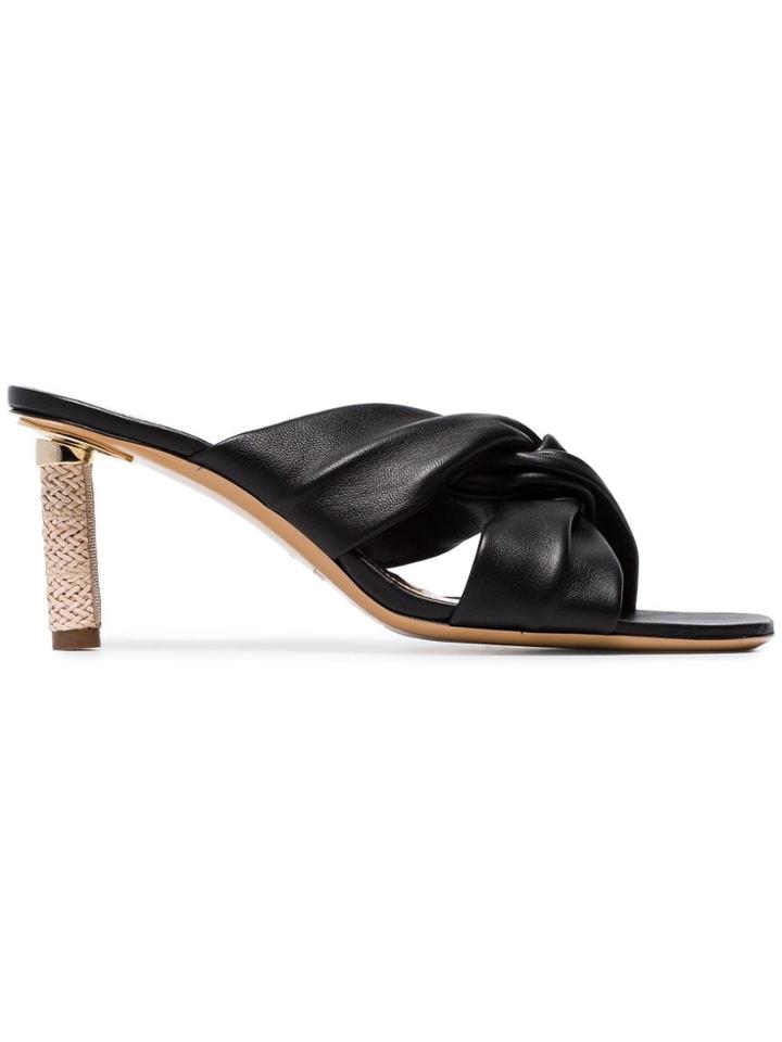 Jacquemus Black Bellagio 70 Crossover Leather Sandals
