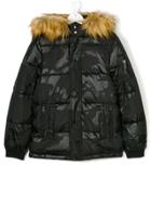 Diadora Junior Teen Padded Camouflage Coat With Faux Fur Hood - Black