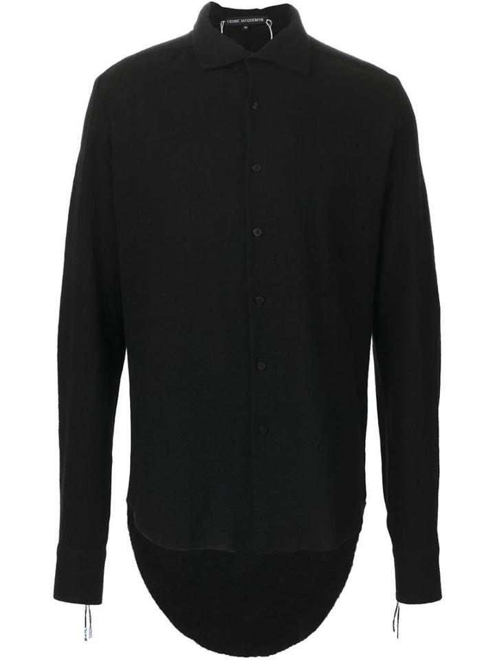 Cedric Jacquemyn High Low Hem Shirt, Men's, Size: 50, Black, Wool