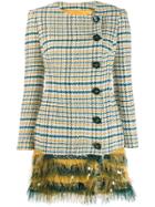 Elisabetta Franchi Checkered Fitted Coat - Green