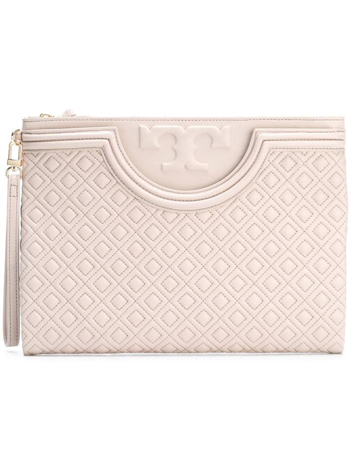 Tory Burch 'fleming' Clutch Bag, Women's, Nude/neutrals