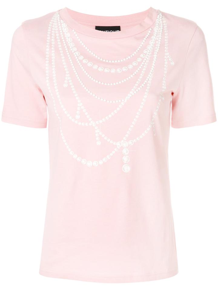Boutique Moschino Pearl Necklace Print T-shirt - Pink & Purple