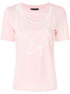 Boutique Moschino Pearl Necklace Print T-shirt - Pink & Purple