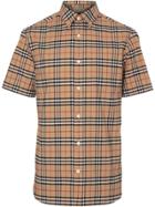 Burberry Short-sleeve Check Stretch Cotton Shirt - Neutrals