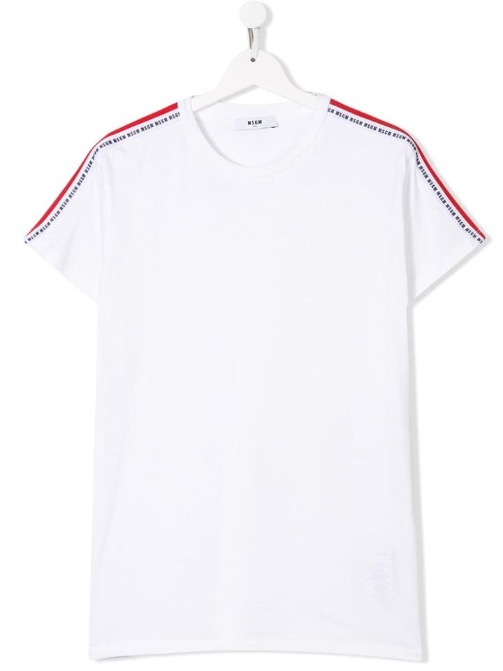 Msgm Kids Teen Contrast Stripe T-shirt - White