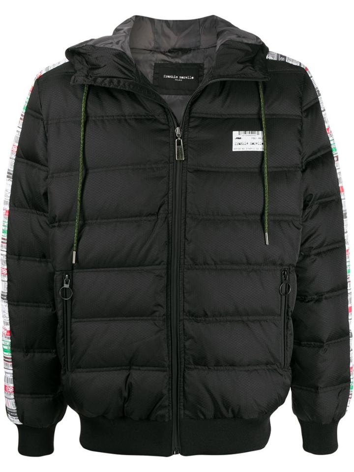 Frankie Morello Graphic-print Panelled Down Jacket - Black