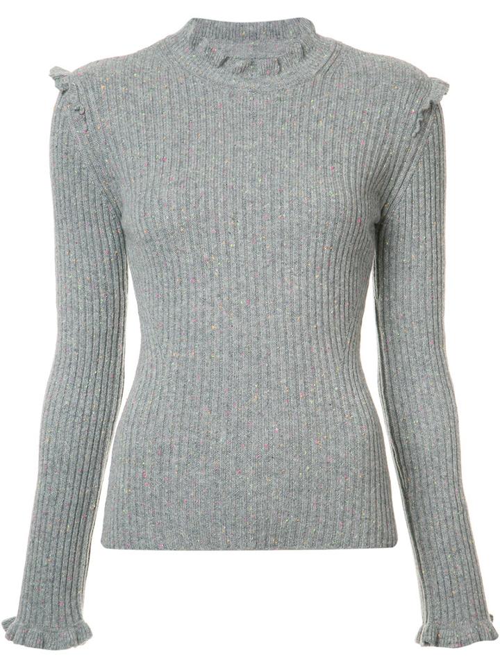 Derek Lam 10 Crosby Cashmere Ruffle Jumper, Women's, Size: Small, Grey, Cashmere