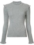 Derek Lam 10 Crosby Cashmere Ruffle Jumper, Women's, Size: Small, Grey, Cashmere