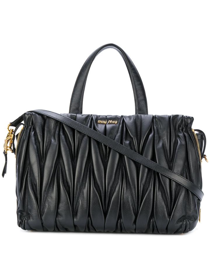 Miu Miu Creased Effect Tote - Black
