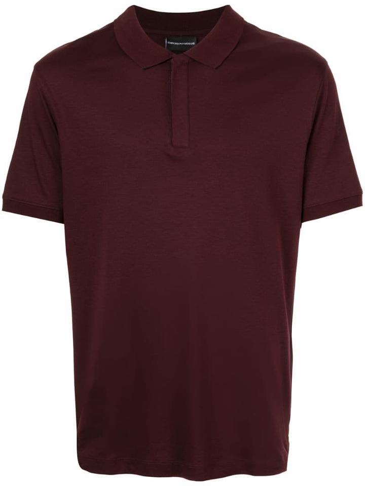 Emporio Armani Concealed Front Polo Shirt - Red