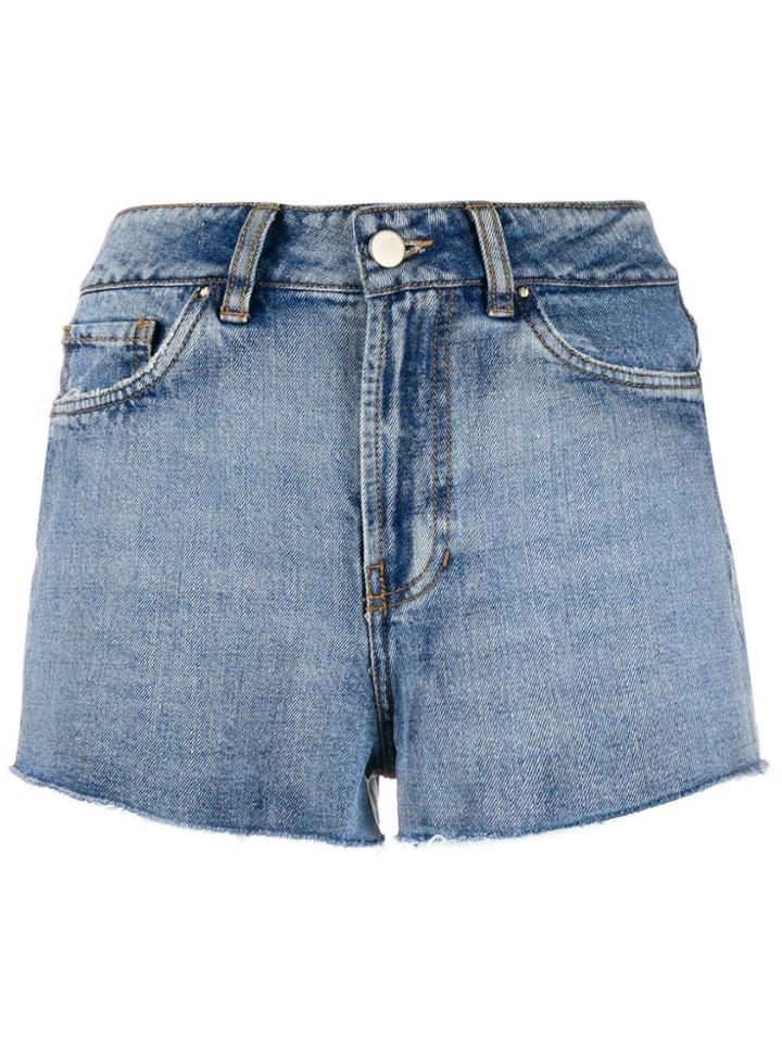 Esteban Cortazar Embroidered Denim Shorts - Blue