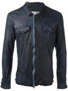 Giorgio Brato Zip Up Jacket, Men's, Size: 46, Blue, Cotton/leather