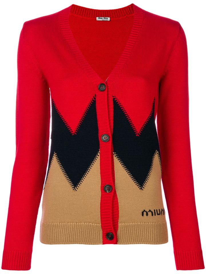 Miu Miu Color Block Cardigan - Red