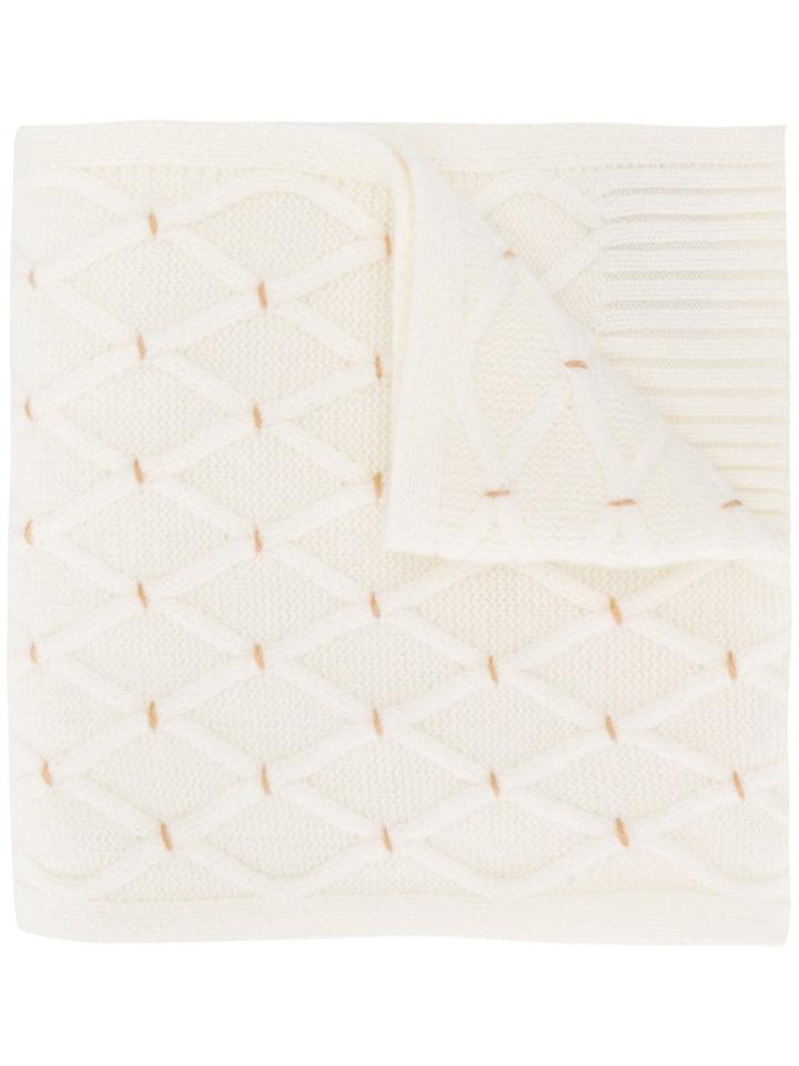 N.peal Lattice Pattern Cashmere Scarf - White