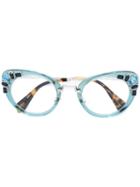 Miu Miu Eyewear Cat Eye Glasses, Blue, Acetate/metal