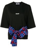 Msgm Checked Belted T-shirt - Black