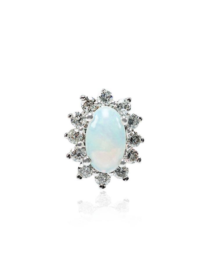 Rosa De La Cruz White Gold, Diamond And Opal Single Stud Earring -