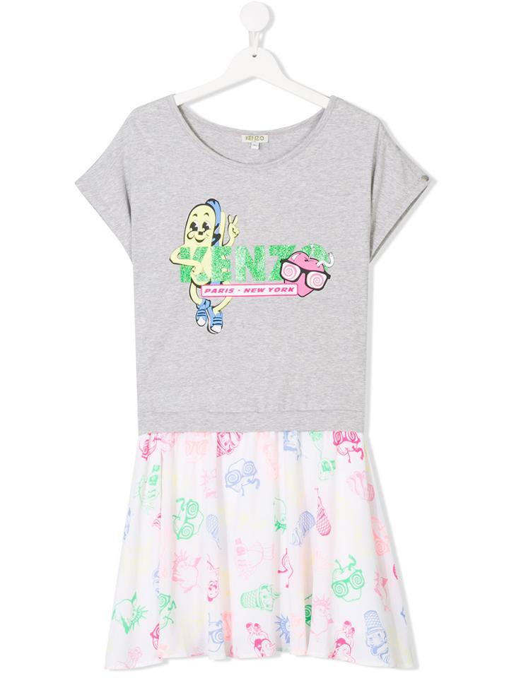 Kenzo Kids Printed Dress - Grey