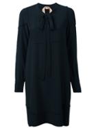 No21 Pussy Bow Shirt Dress, Women's, Size: 40, Black, Acetate/silk