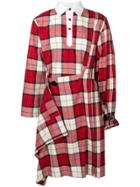Charles Jeffrey Loverboy Oversized Tartan Pleated Shirt - Red