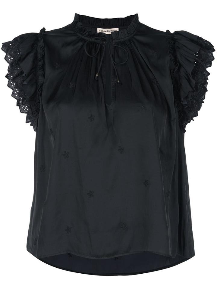 Ulla Johnson Short Flutter Sleeves Top - Black