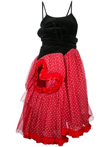 Comme Des Garçons Vintage Velvet Cut Out Heart Dress - Red