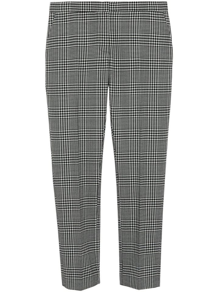 Burberry Straight Fit Prince Of Wales Check Wool Trousers - Black