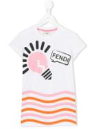 Fendi Kids Print T-shirt, Toddler Girl's, Size: 4 Yrs, White