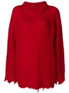 R13 Distressed Loose Sweater - Red