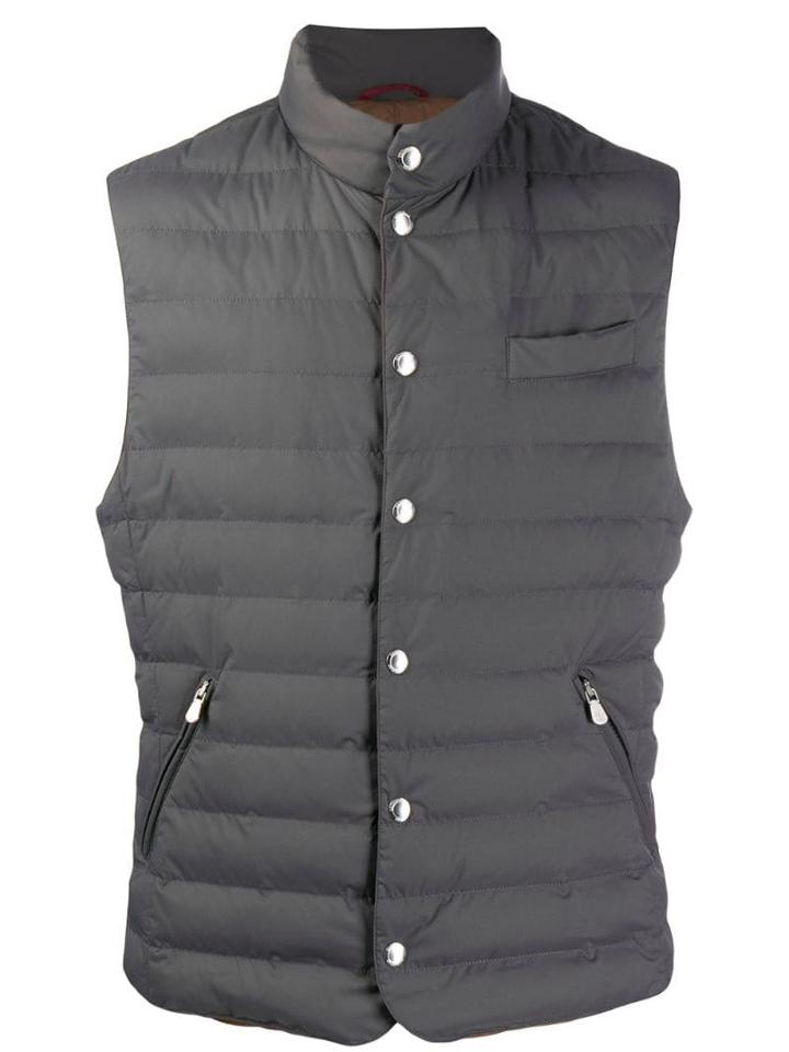 Brunello Cucinelli Funnel Neck Padded Gilet - Grey