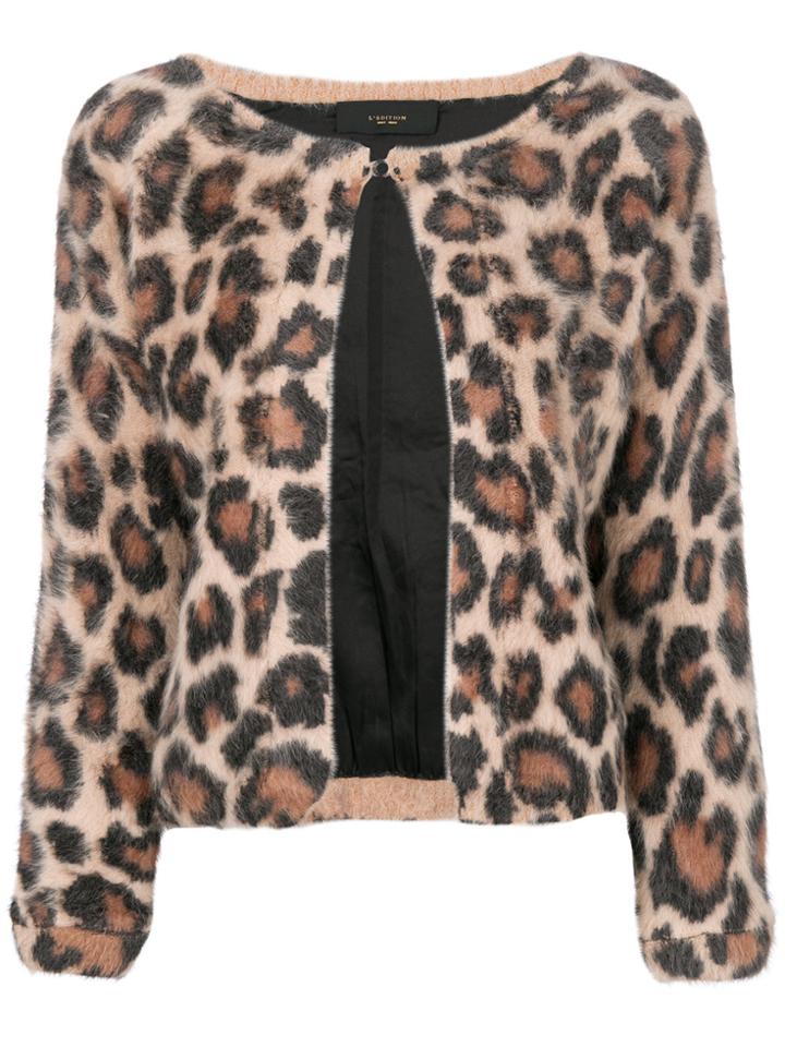Lédition Animal Print Cardigan - Nude & Neutrals