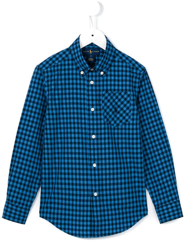 Ralph Lauren Kids Gingham Button Down Shirt, Boy's, Size: 6 Yrs, Blue