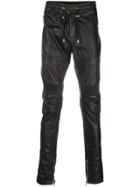 Balmain Leather Biker Trousers - Black