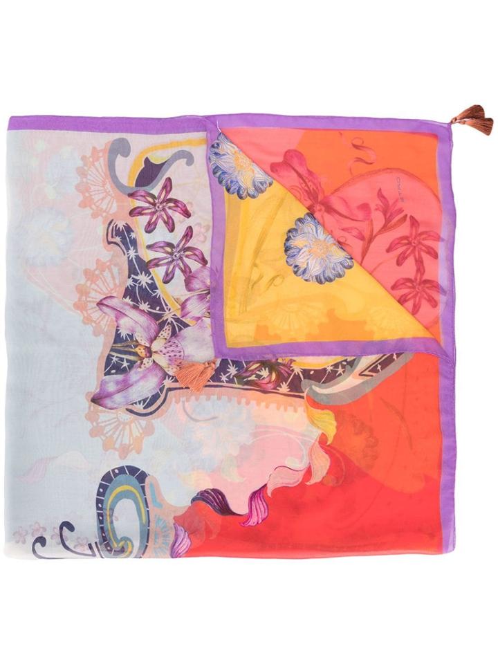 Etro Surrealistic Garden Print Scarf - Neutrals