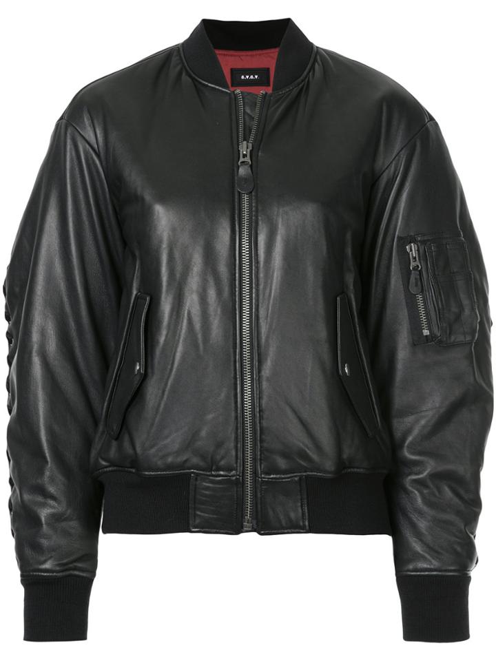 G.v.g.v. Lace-up Detail Bomber Jacket - Black