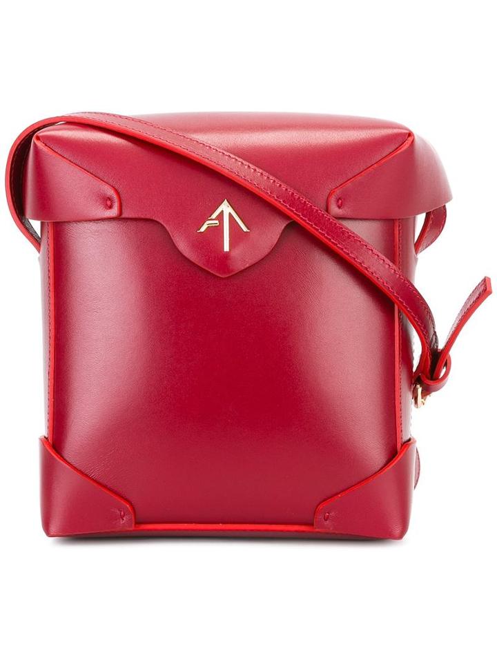 Manu Atelier Fold-over Closure Crossbody Bag, Women's, Red, Calf Leather