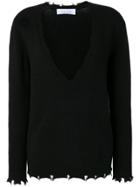 Iro Raw Edge V-neck Sweater - Black