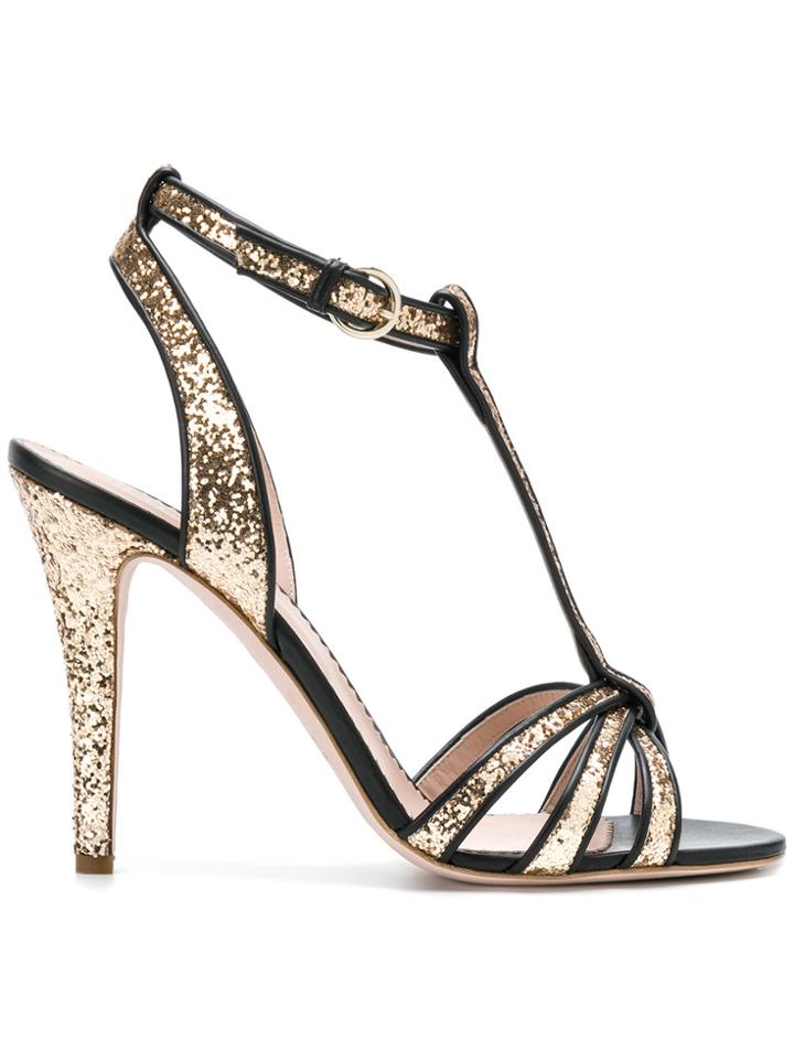 Red Valentino Glitter Sandals - Black