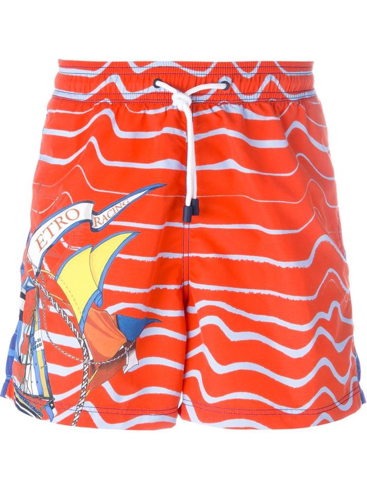 Etro Printed Swim Shorts, Men's, Size: M, Nylon